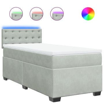 Vidaxl Box spring postelja z vzmetnico svetlo siv 90x190 cm žamet