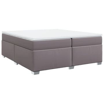 Vidaxl Box spring postelja z vzmetnico siva 200x200 cm umetno usnje