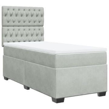Vidaxl Box spring postelja z vzmetnico svetlo siv 90x190 cm žamet