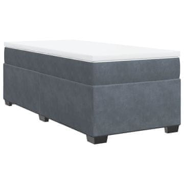 Vidaxl Box spring postelja z vzmetnico temno siva 80x200 cm žamet
