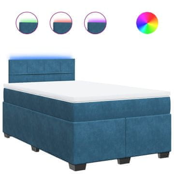 Vidaxl Box spring postelja z vzmetnico modra 120x200 cm žamet