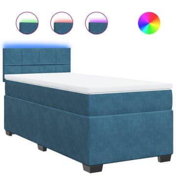 Vidaxl Box spring postelja z vzmetnico modra 90x200 cm žamet