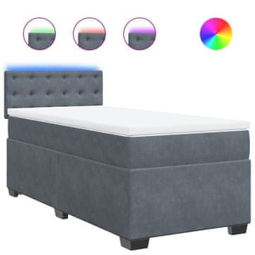 Vidaxl Box spring postelja z vzmetnico temno siv 90x190 cm žamet