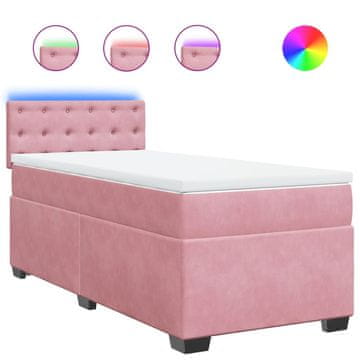 Vidaxl Box spring postelja z vzmetnico roza 90x200 cm žamet