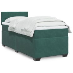 Vidaxl Box spring postelja z vzmetnico temno zelena 90x200 cm žamet