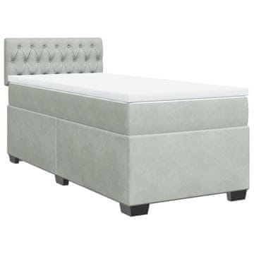 Vidaxl Box spring postelja z vzmetnico svetlo siva 80x200 cm žamet