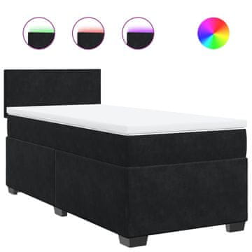 Vidaxl Box spring postelja z vzmetnico črn 90x190 cm žamet