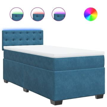 Vidaxl Box spring postelja z vzmetnico modra 90x200 cm žamet