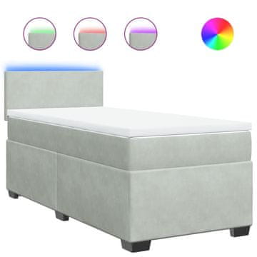 Vidaxl Box spring postelja z vzmetnico svetlo siva 80x200 cm žamet