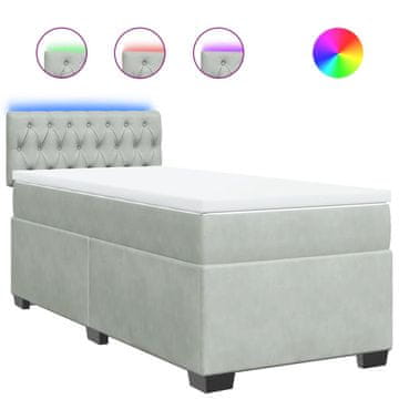 Vidaxl Box spring postelja z vzmetnico svetlo siva 80x200 cm žamet