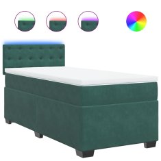 Vidaxl Box spring postelja z vzmetnico temno zelena 90x200 cm žamet