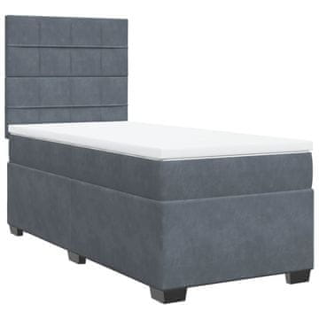 Vidaxl Box spring postelja z vzmetnico temno siv 90x190 cm žamet