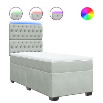 Vidaxl Box spring postelja z vzmetnico svetlo siva 100x200 cm žamet