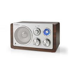 Northix FM radio z namizno obliko in napajalnikom, rjave barve 