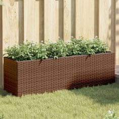 Vidaxl Vrtna korita s 3 lonci 2 kosa rjava 105x30x32 cm poli ratan