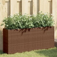 Vidaxl Vrtna korita z 2 loncema 2 kosa rjava 90x20x40 cm poli ratan