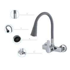 slomart stenska kuhinjska armatura pipa FLEX 3000 siva, krom