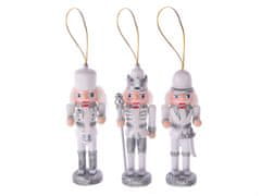 LAALU.cz Komplet 3 okraskov Nutcracker silver mix 12,5 cm