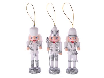 LAALU.cz Komplet 3 okraskov Nutcracker silver mix 12,5 cm