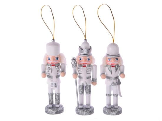 LAALU.cz Komplet 3 okraskov Nutcracker silver mix 12,5 cm