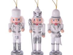 LAALU.cz Komplet 3 okraskov Nutcracker silver mix 12,5 cm