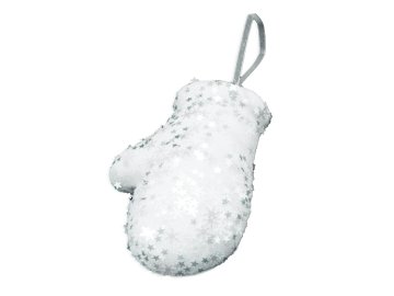 LAALU.cz Rokavica z bleščicami bela 10 cm