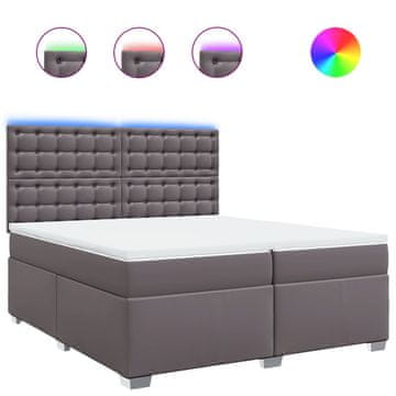Vidaxl Box spring postelja z vzmetnico siva 200x200 cm umetno usnje