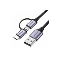 Ugreen  US177 kabel USB-A v microUSB+USB-C, 1m