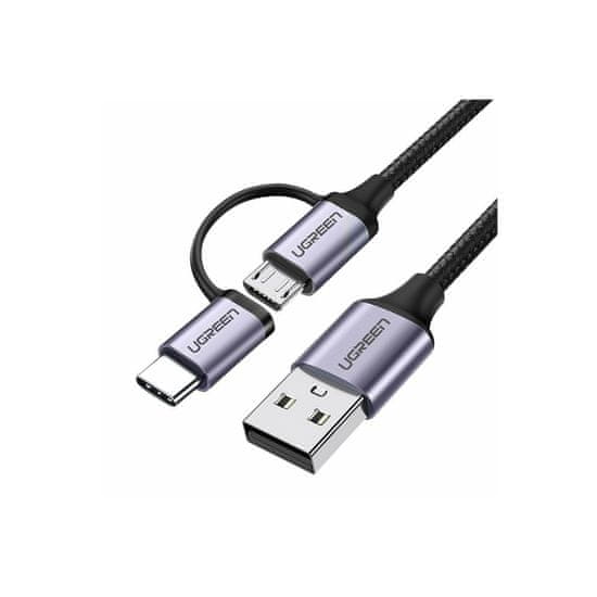 Ugreen  US177 kabel USB-A v microUSB+USB-C, 1m