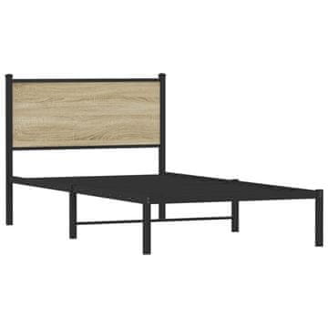 Vidaxl Kovinski posteljni okvir brez vzmetnice sonoma hrast 100x200 cm