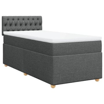 Vidaxl Box spring postelja z vzmetnico temno siva 90x190 cm blago