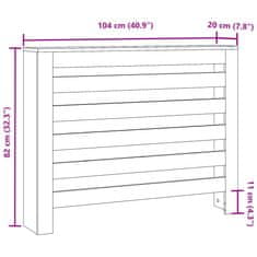 Vidaxl Pokrov za radiator siv sonoma 104x20x82 cm inženirski les