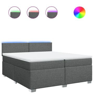 Vidaxl Box spring postelja z vzmetnico temno siva 200x200 cm blago