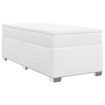 Vidaxl Box spring postelja z vzmetnico bela 80x200 cm umetno usnje