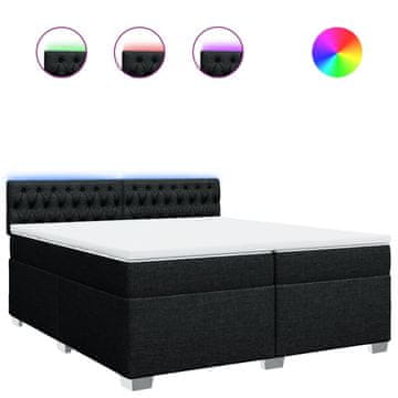 Vidaxl Box spring postelja z vzmetnico črn 200x200 cm blago