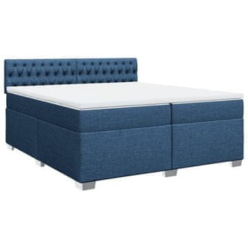 Vidaxl Box spring postelja z vzmetnico modra 200x200 cm blago