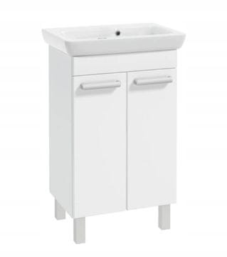 shumee Lakirana stoječa kopalniška omarica z umivalnikom 55x80cm, bel sijaj Capri