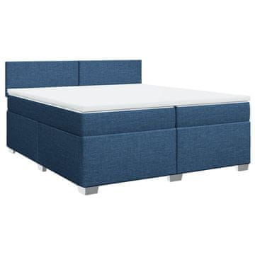 Vidaxl Box spring postelja z vzmetnico modra 200x200 cm blago