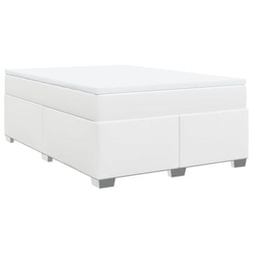 Vidaxl Box spring postelja z vzmetnico bel 140x200 cm umetno usnje
