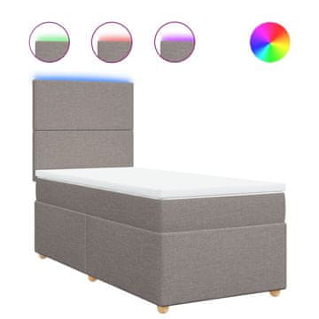 Vidaxl Box spring postelja z vzmetnico taupe 90x200 cm blago