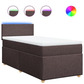 Vidaxl Box spring postelja z vzmetnico temno rjava 100x200 cm blago