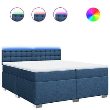 Vidaxl Box spring postelja z vzmetnico modra 200x200 cm blago
