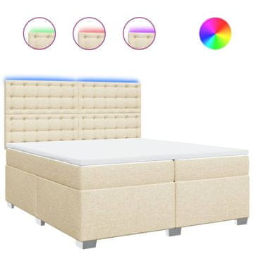 Vidaxl Box spring postelja z vzmetnico krem 200x200 cm blago