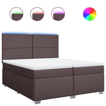 Vidaxl Box spring postelja z vzmetnico temno rjav 200x200 cm blago