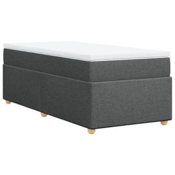 Vidaxl Box spring postelja z vzmetnico temno siva 90x190 cm blago