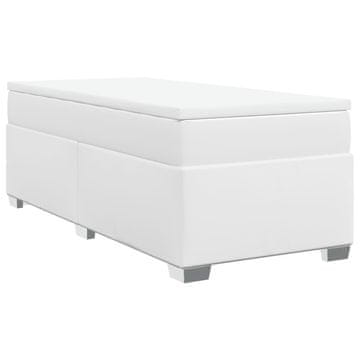 Vidaxl Box spring postelja z vzmetnico bel 90x190 cm umetno usnje