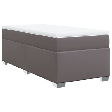Vidaxl Box spring postelja z vzmetnico siva 100x200 cm umetno usnje
