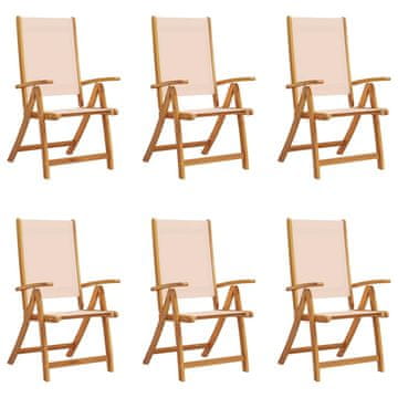 Vidaxl Zložljivi vrtni stoli 6 kosov trden akacijev les in tekstil