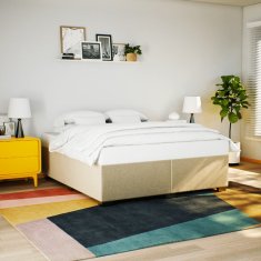 Vidaxl Box spring postelja z vzmetnico krem 200x200 cm blago