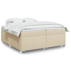 Vidaxl Box spring postelja z vzmetnico krem 200x200 cm blago